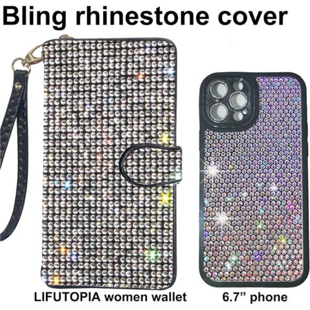 Bling Rhinestone Womens Wallet Artificial Diamond Wristlet Clutch Purse Credit - Picture 2 of 7